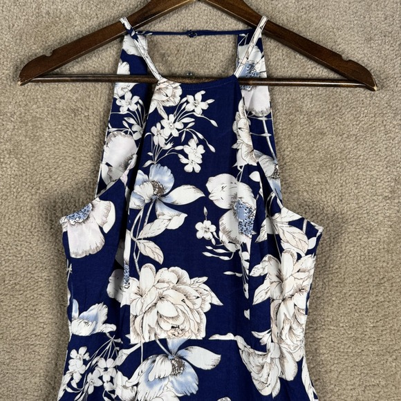 Lulus Dress Womens Small Blue Floral Halter‎ Maxi Open Back Summer In Blossom - Picture 4 of 11